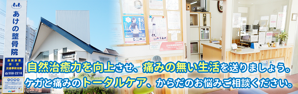 自然治癒力を向上させ、痛みの無い生活を送りましょう。ケガと痛みのトータルケア、からだのお悩みご相談ください。